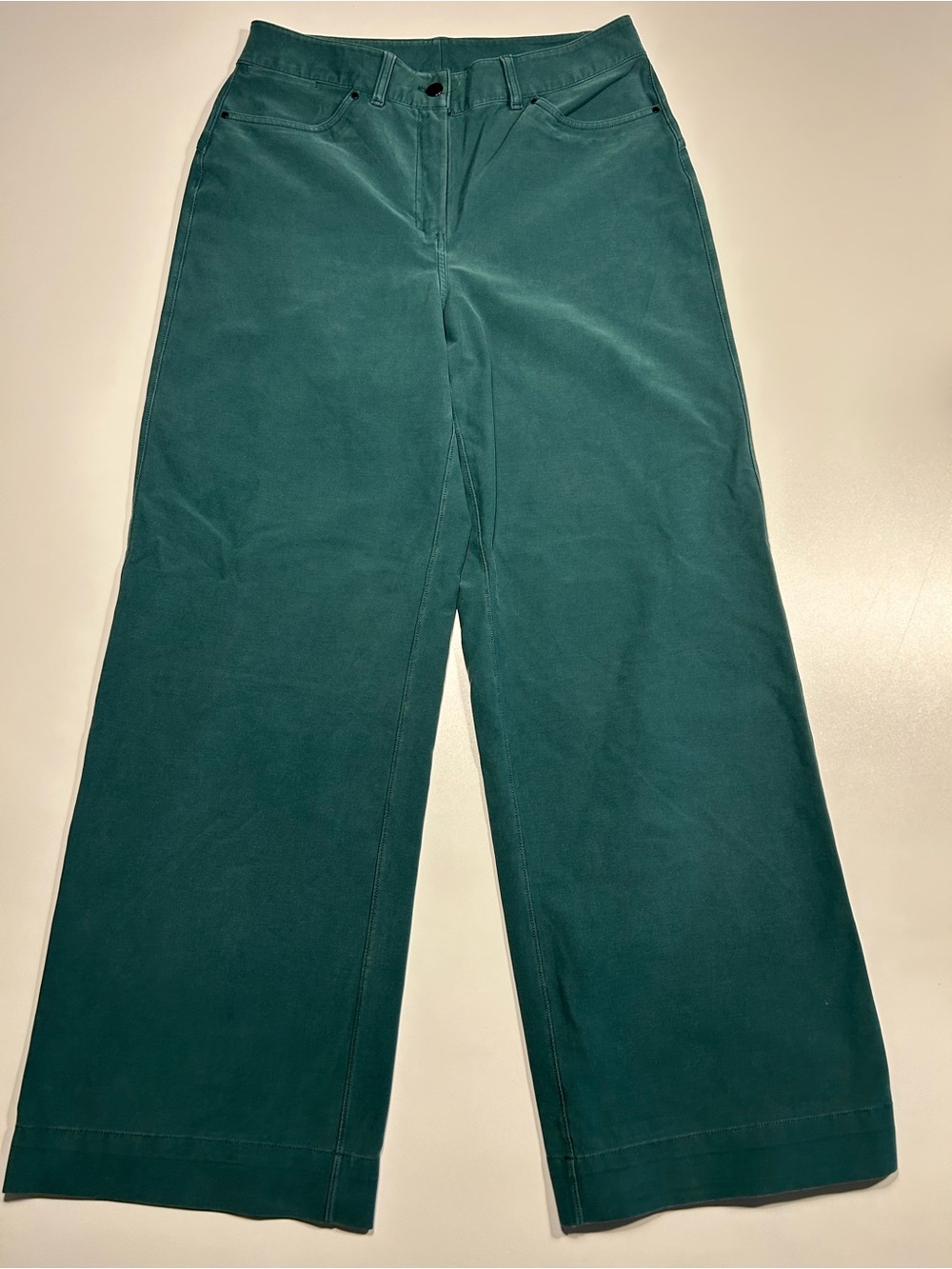 Lululemon City Sleek 5 Pocket Wide Leg High Rise Pants Green Jasper Teal - Picture 1 of 7